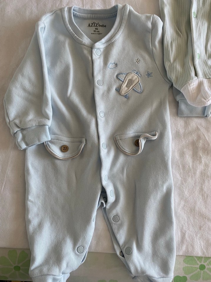 Pamuk Bebek Erkek Takımı Uzun Kollu Beyaz & Pastel - Görsel 4