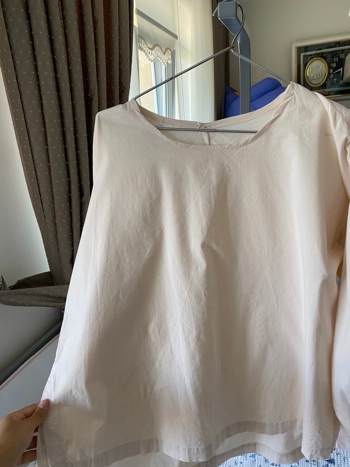 Bej Keten Kadın Uzun Kollu Gömlek - Görsel 4