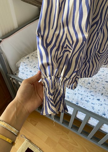 Zebra Desenli Uzun Kollu Kadın Gömlek - Görsel 2