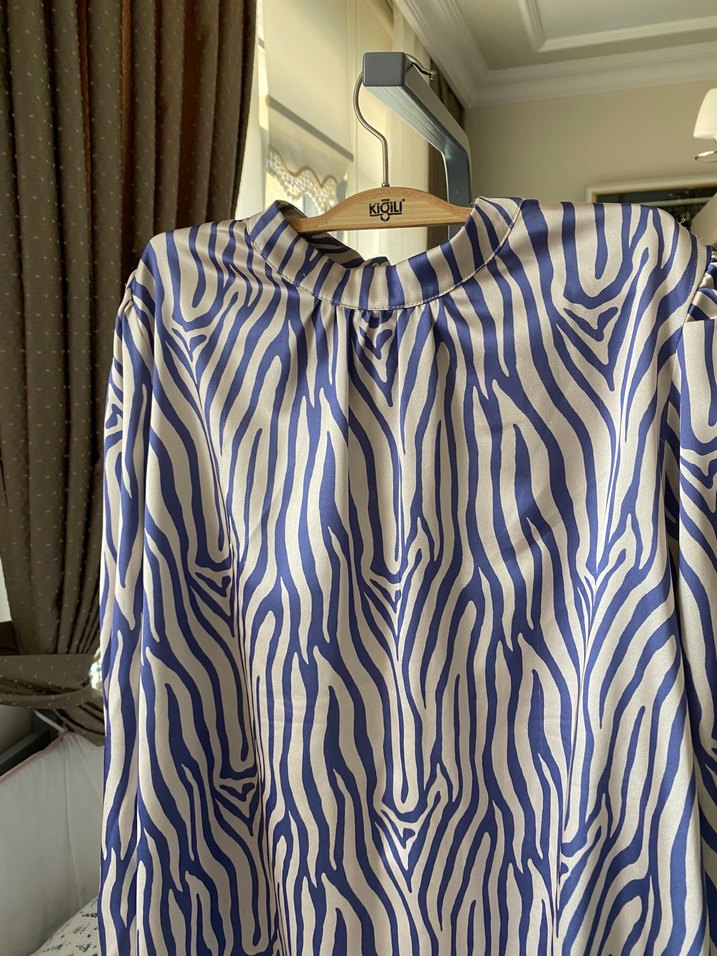 Zebra Desenli Uzun Kollu Kadın Gömlek - Görsel 4