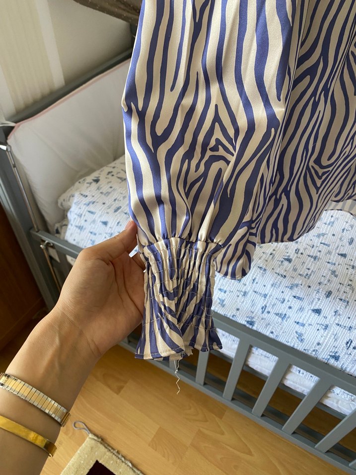 Zebra Desenli Uzun Kollu Kadın Gömlek - Görsel 2