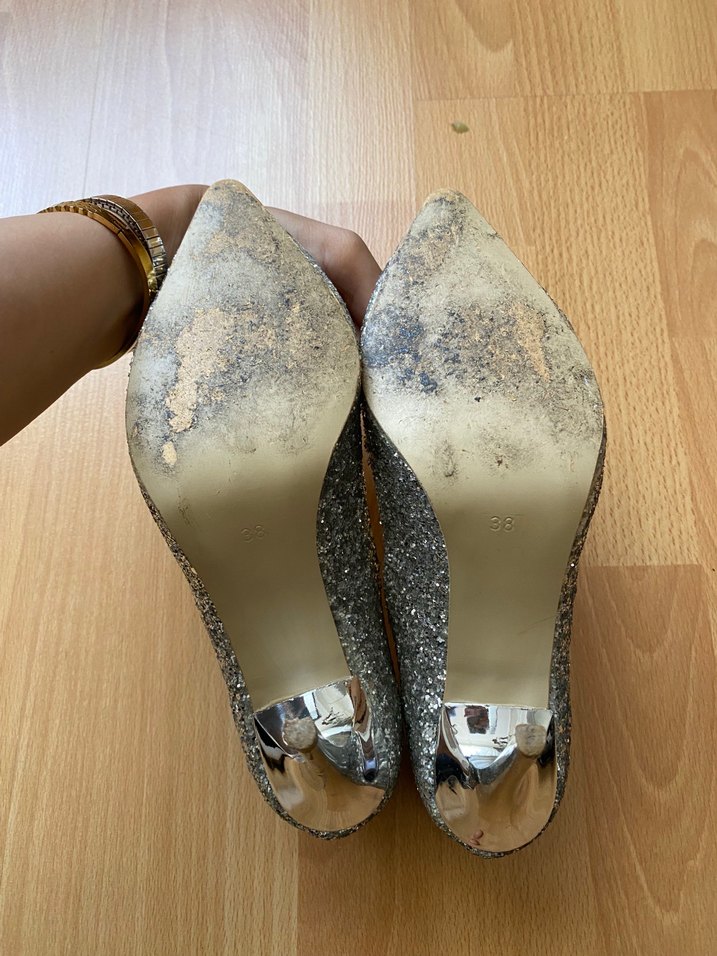 Gri Simli İnce Topuklu Kadın Abiye Ayakkabı - Görsel 4