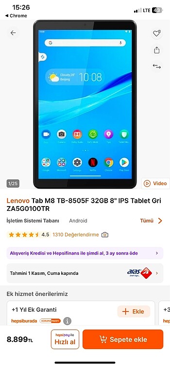 Lenova tab m8 tablet