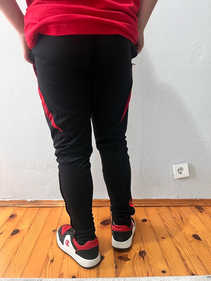 Erkek Kırmızı Siyah Rahat Eşofman Altı - Görsel 3