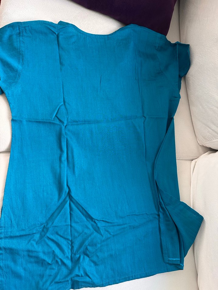 Mavi V Yakalı Hindistandan Tunik - Görsel 4