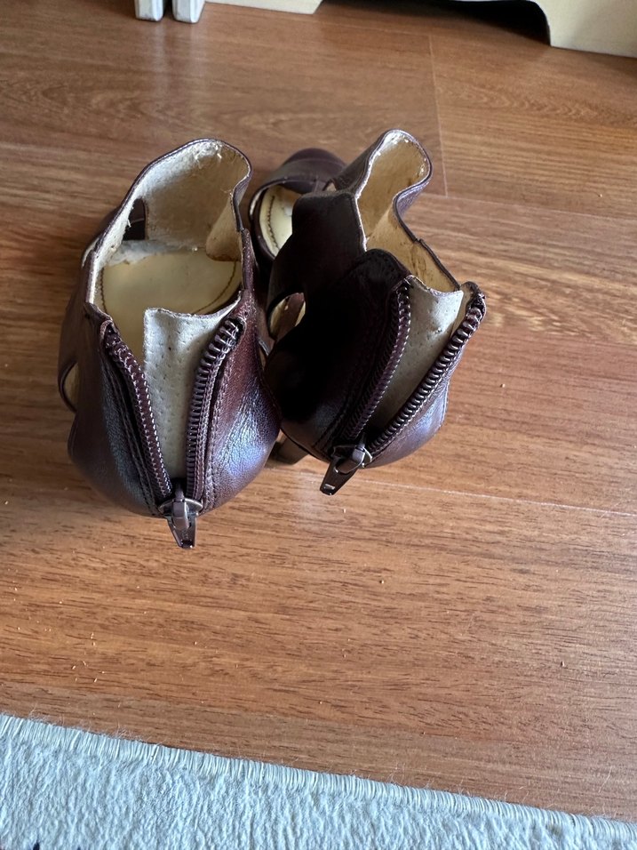 Nine West Kahverengi Deri Topuklu Kadın Ayakkabı sandalet - Görsel 3