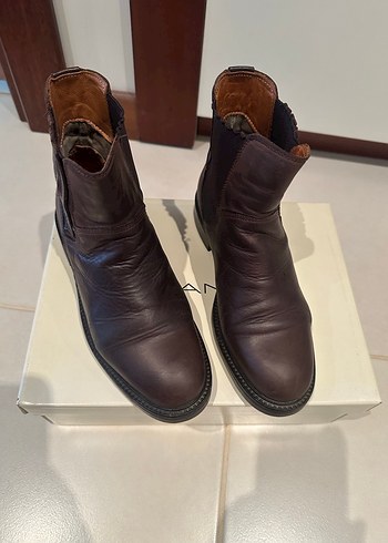 Kahverengi Deri Gant Kadın Biker Bot - Görsel 4