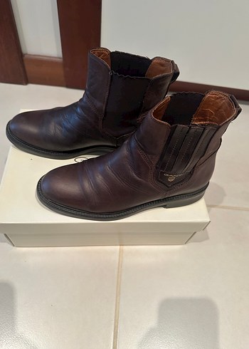 Kahverengi Deri Gant Kadın Biker Bot - Görsel 2