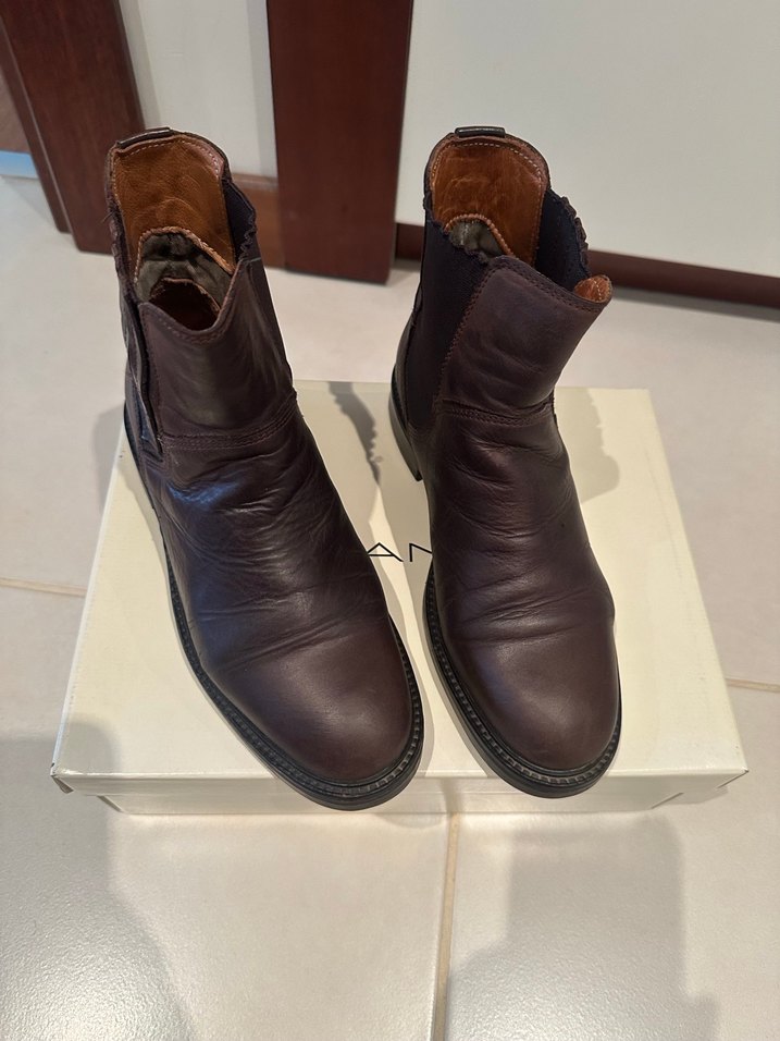 Kahverengi Deri Gant Kadın Biker Bot - Görsel 4