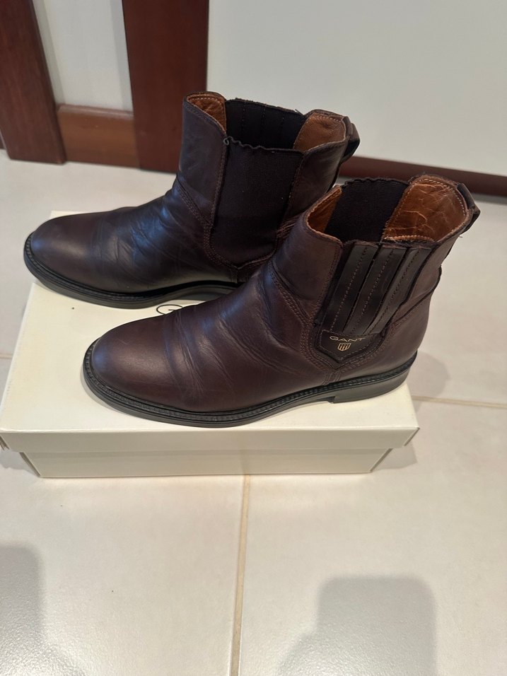 Kahverengi Deri Gant Kadın Biker Bot - Görsel 2