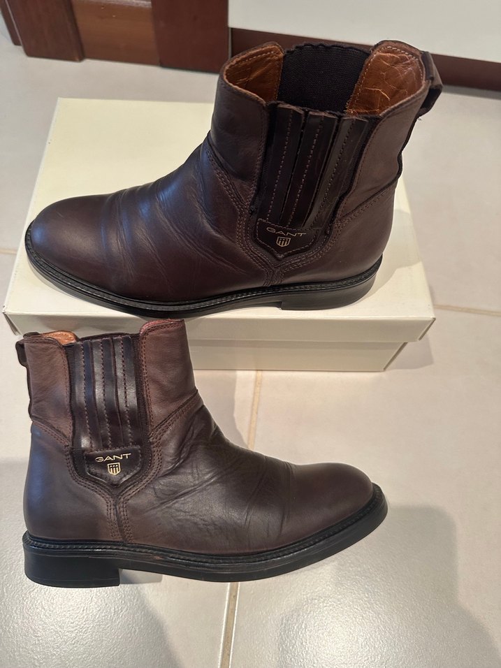 Kahverengi Deri Gant Kadın Biker Bot - Görsel 3