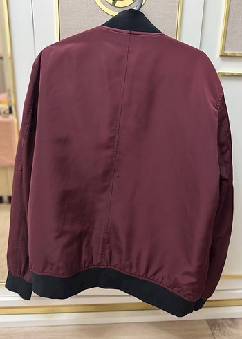 Zara Bordo Fermuarlı unisex Ceket - Görsel 3