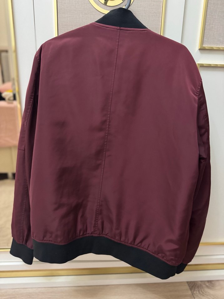 Zara Bordo Fermuarlı unisex Ceket - Görsel 3