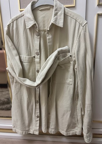 Zara Düğmeli Beyaz Keten Kadın Gömlek - Görsel 3