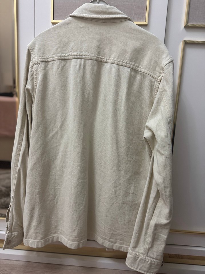 Zara Düğmeli Beyaz Keten Kadın Gömlek - Görsel 4