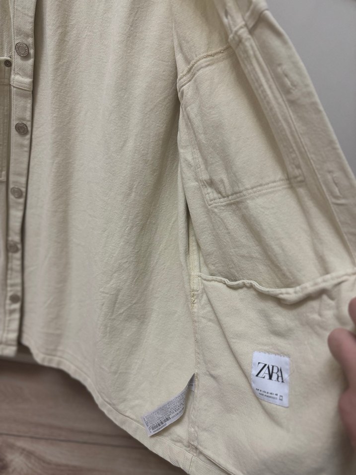 Zara Düğmeli Beyaz Keten Kadın Gömlek - Görsel 2