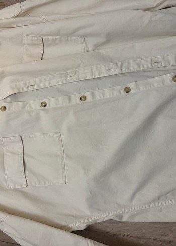 Zara Beyaz Keten Düğmeli Gömlek - Görsel 5