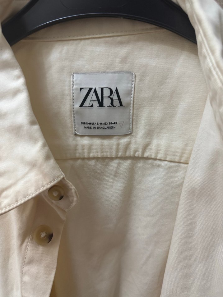 Zara Beyaz Keten Düğmeli Gömlek - Görsel 2