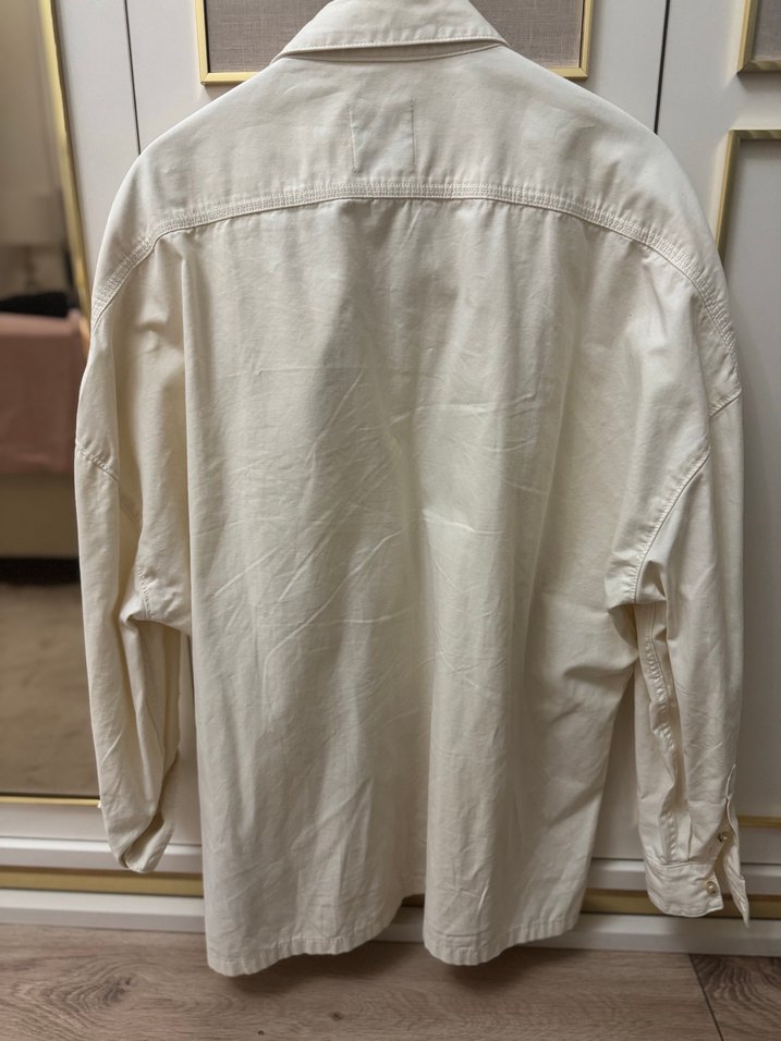 Zara Beyaz Keten Düğmeli Gömlek - Görsel 4