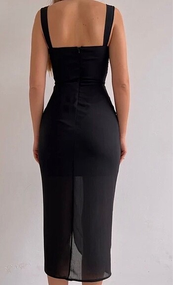 Stylishfit Drapeli yandan yırtmaçlı elbise