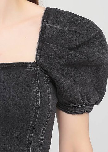 New Look Gri Mini Denim Elbise