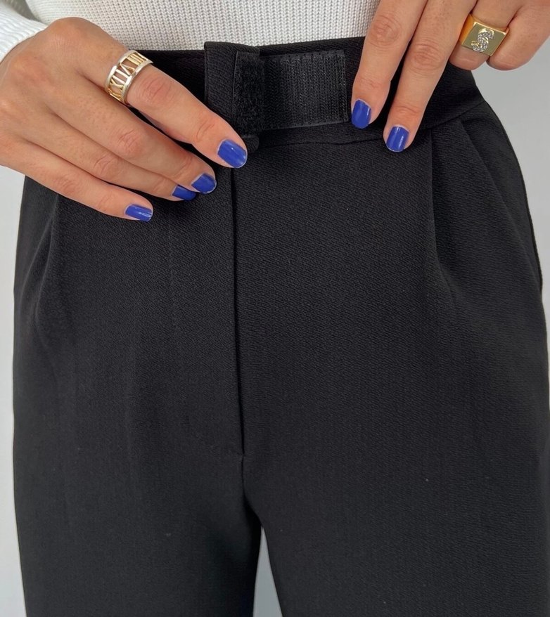 Kadın Siyah Kemerli Kumaş Pantolon - Görsel 2