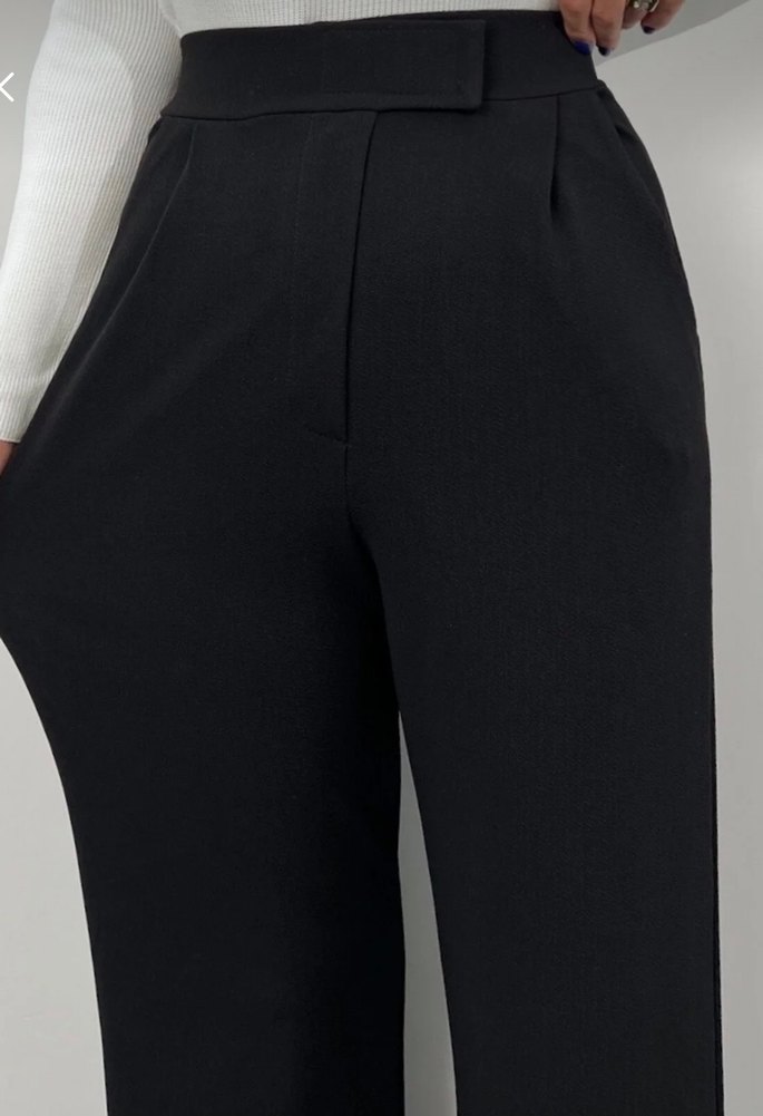 Kadın Siyah Kemerli Kumaş Pantolon - Görsel 3
