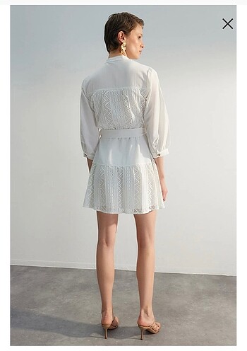 KEMERİ MİNİ GÖMLEK ELBİSE - Görsel 5