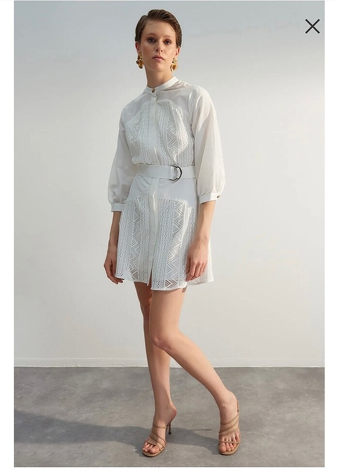 KEMERİ MİNİ GÖMLEK ELBİSE - Görsel 3