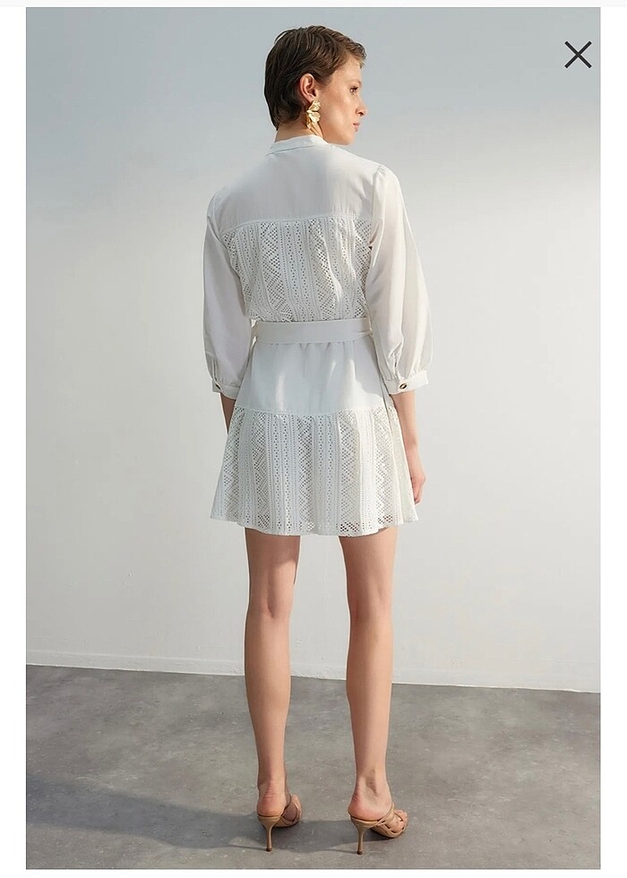 KEMERİ MİNİ GÖMLEK ELBİSE - Görsel 5