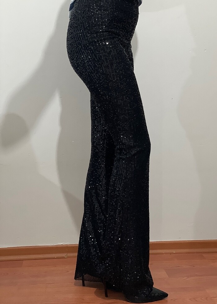 PAYETLİ İSPANYOL PAÇA PANTOLON - Görsel 3