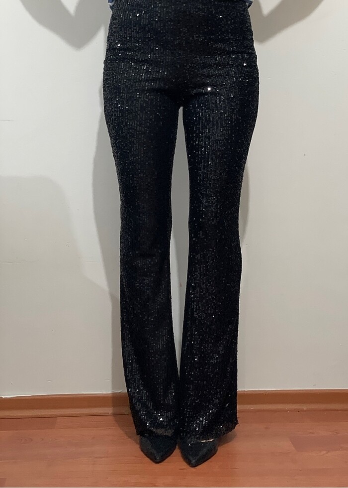 PAYETLİ İSPANYOL PAÇA PANTOLON - Görsel 4