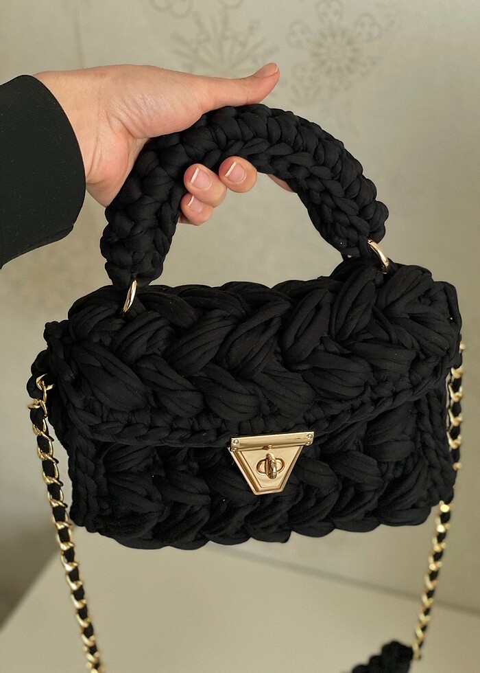 GOLD DETAYLI SİYAH ÇANTA - Görsel 4