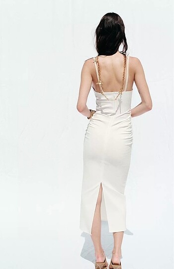 ZARA DRAPELİ MİDİ ELBİSE - Görsel 5