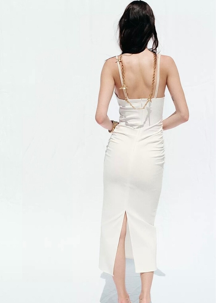 ZARA DRAPELİ MİDİ ELBİSE - Görsel 5