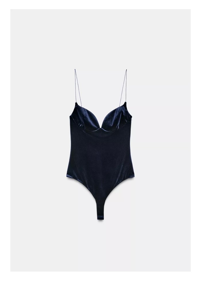 ZARA ASKILI KADİFE BODY - Görsel 5