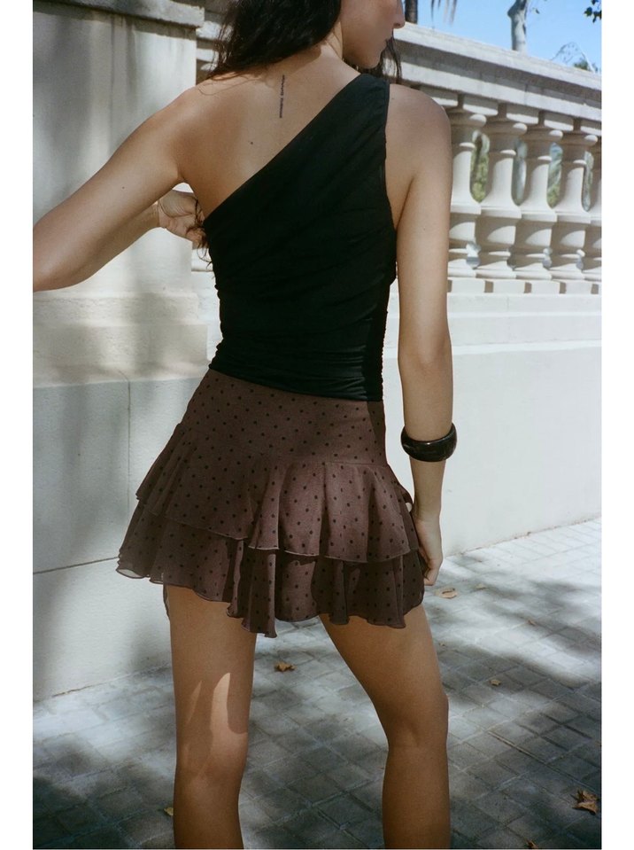 ZARA ASİMETRİK DRAPELİ TÜL BODY - Görsel 2