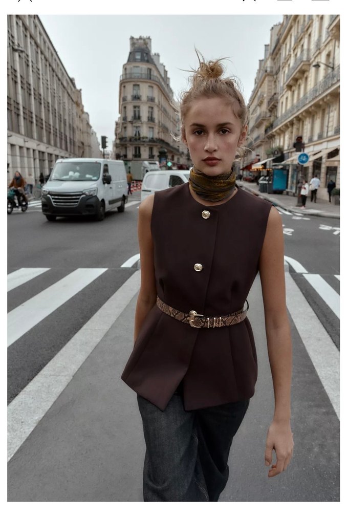 Kahverengi Deri Kemerli Midi Yelek - Görsel 3