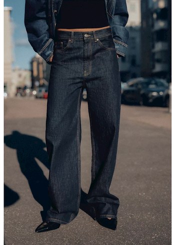 ZARA DÜZ KESİM YÜKSEK BEL KEMERLİ JEAN - Görsel 3