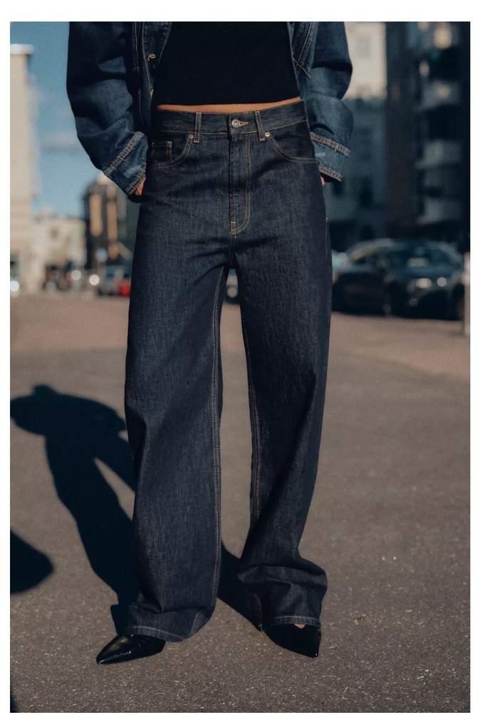 ZARA DÜZ KESİM YÜKSEK BEL KEMERLİ JEAN - Görsel 3