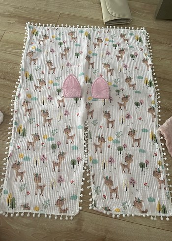 Müslin çift renk puset örtüsü ve minderi ve organizer çanta - Görsel 2