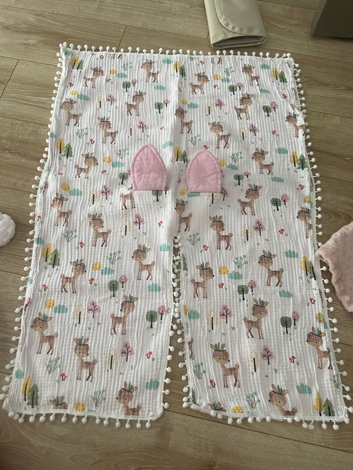 Müslin çift renk puset örtüsü ve minderi ve organizer çanta - Görsel 2