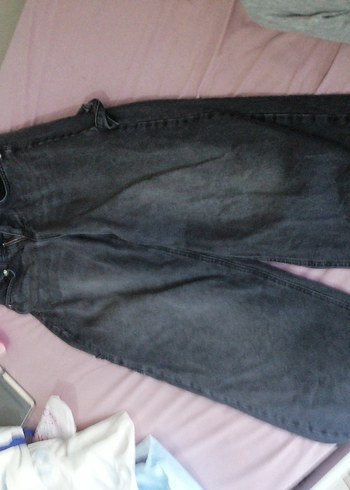 Kadın Siyah Bol Kesim Baggy Kot Pantolon