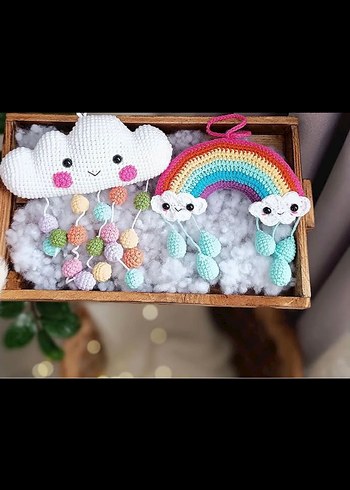 Nakışlı Örgü Bulut Bebek Odası Süsü - Görsel 3