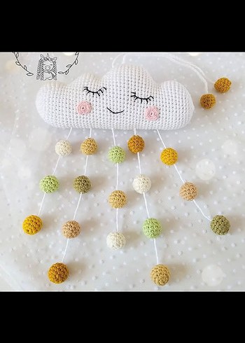 Nakışlı Örgü Bulut Bebek Odası Süsü - Görsel 2