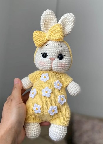 Sarı El Örgüsü Tavşan Peluş Oyuncak