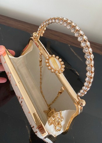 Tel kırma İşlemeli Beyaz Kadın Portföy Çanta - Görsel 4