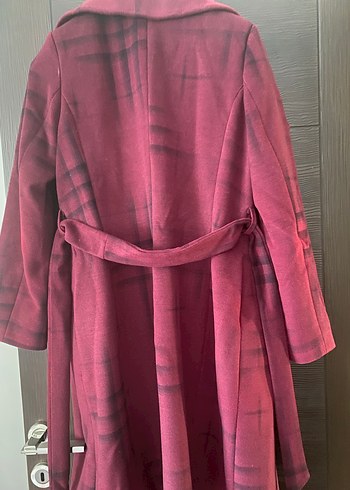 Bordo Çift Düğmeli Kaban - Görsel 5