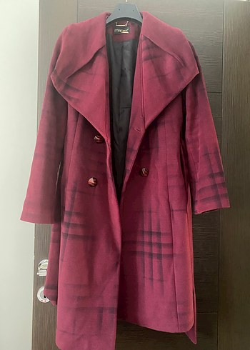 Bordo Çift Düğmeli Kaban - Görsel 2