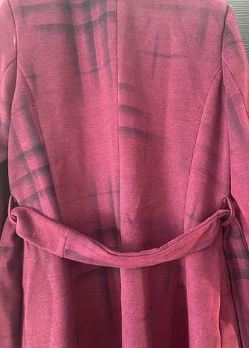 Bordo Çift Düğmeli Kaban - Görsel 4